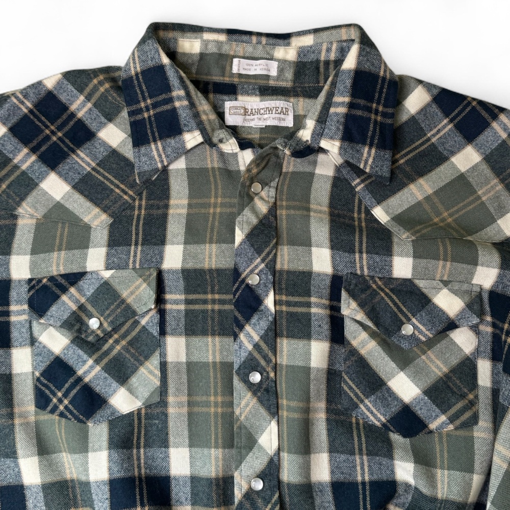 Corral West Ranchwear Plaid Flannel Long Sleeve Pearl Snap Shirt Size XXL
